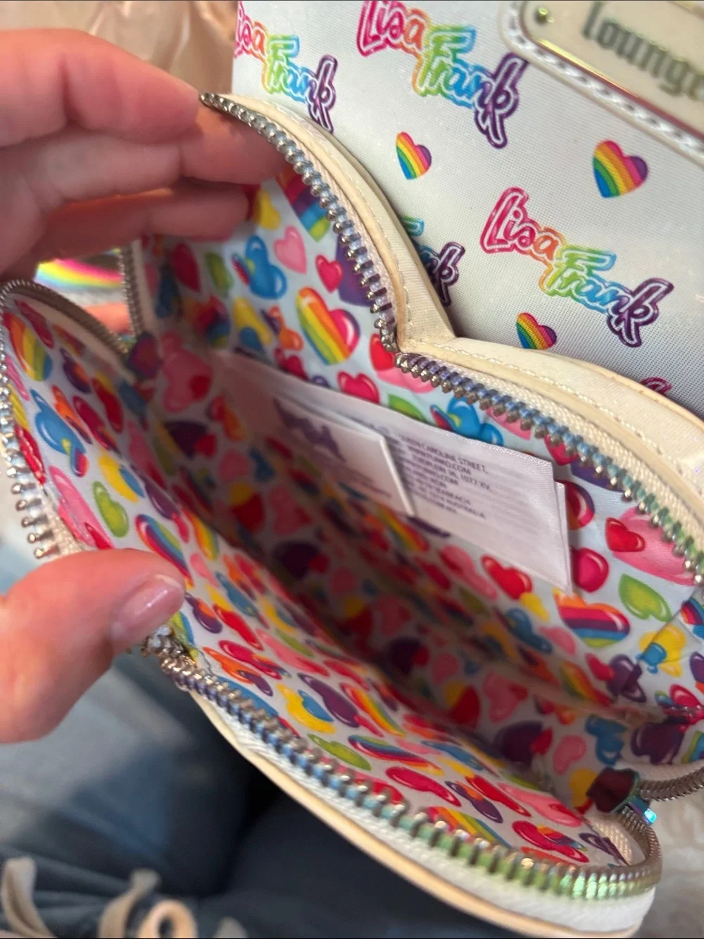 Lisa Frank White Mini Backpack with Rainbow Heart Front Pocket
